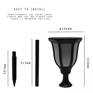 Farol solar LED estilo retro luz cálida 2200k 2