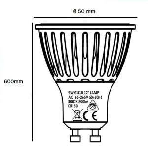 Bombilla LED GU10 cerámica 9w 24º Bridgelux luz cálida, neutra o fría 3