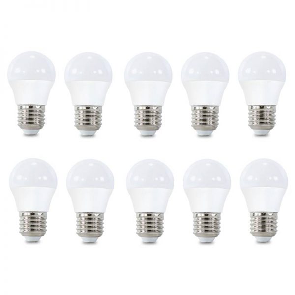 Pack 10 bombillas LED E27 G45 5w 270º en luz cálida, neutra o fría