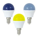 Bombilla LED E14 de colores, azul claro, azul oscuro o amarillo 1w