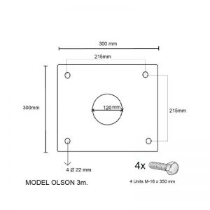 Columna para farola de 3m hecha en acero Oslo