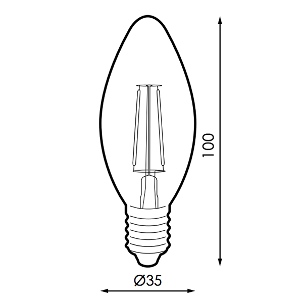 Bombilla LED E14 Vela Regulable Filamento C35 4W - IFL Tienda