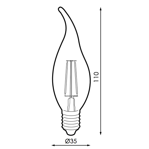 Bombilla LED E14 retro tipo vela 4w luz cálida 2300k - Minaled
