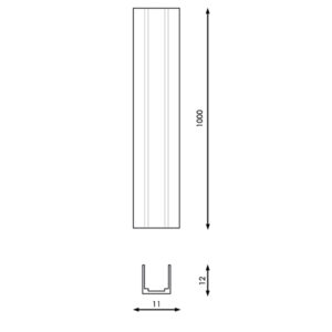 Perfil de aluminio en U para tiras neón LED 24V/220V 1m - Imagen 3