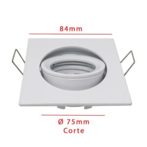 Aro cuadrado orientable para GU10 o MR16 8,4cm aluminio color blanco o cromo mate - Imagen 6