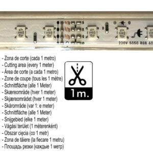 Tira LED RGB a medida 220v SMD5050 60 LED/m 13W/m 390lm/m IP65 15mm - Imagen 3