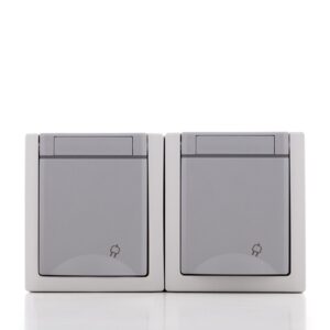 Enchufe doble de exterior con tapa gris Panasonic Pacific IP54 16A 250v - Imagen 3