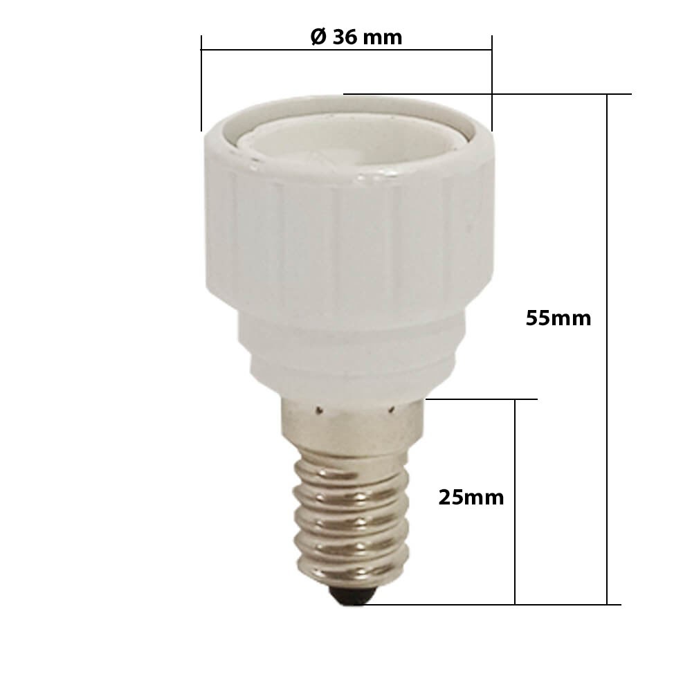 Casquillo adaptador de E14 a GU10 Minaled Casquillo adaptador de E14 a GU10 Minaled