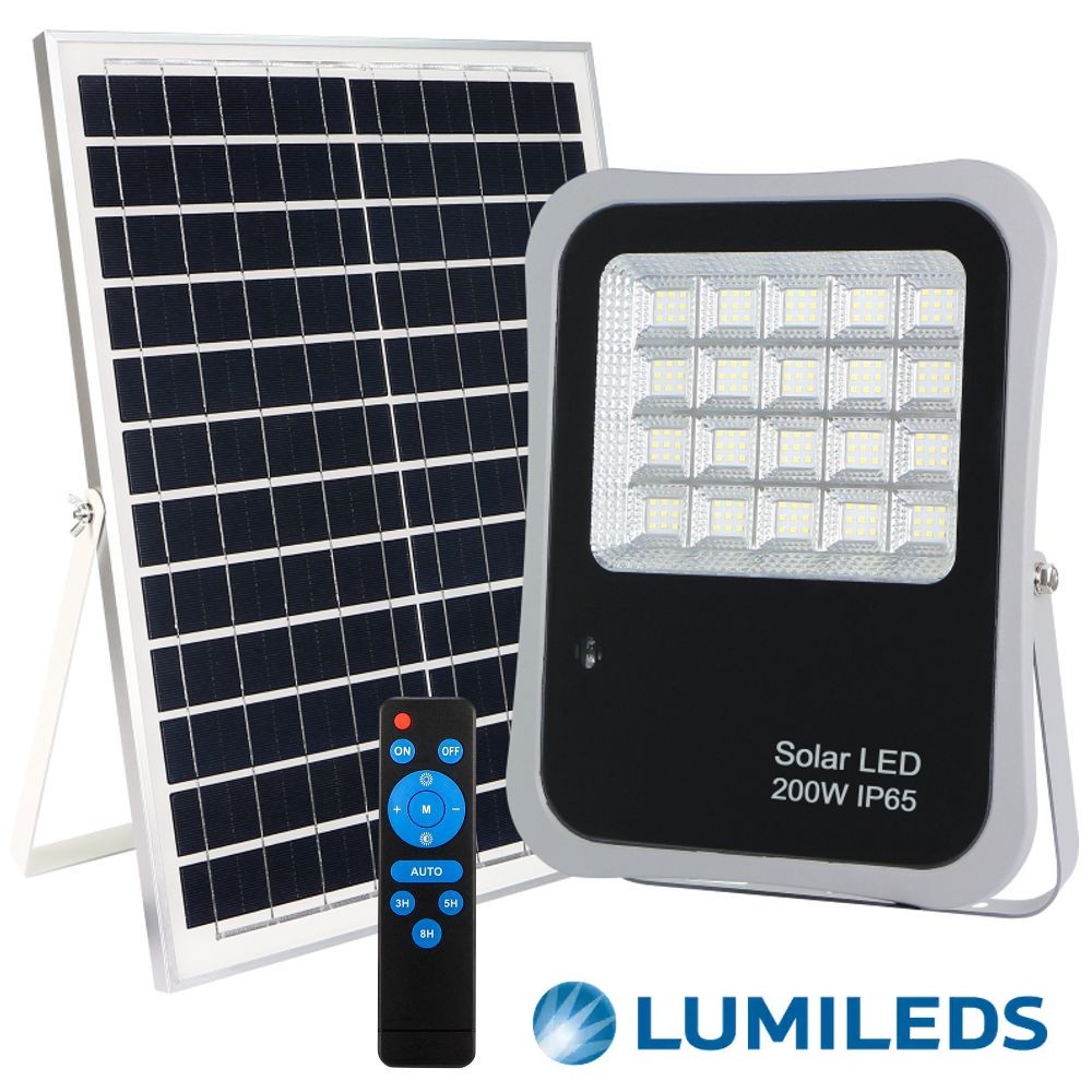 Foco Solar LED 200W Mando + Panel Solar IP66