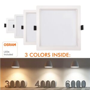 Downlight LED cuadrado 15W OSRAM UGR17 13,5x13,5cm IP54 1800lm - Imagen 3
