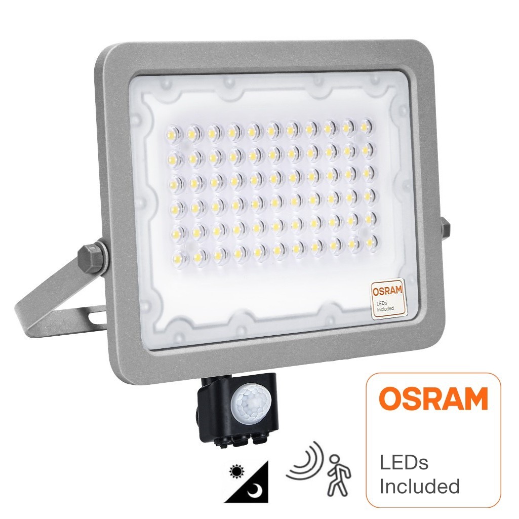 Foco proyector LED exterior 50W chip OSRAM 6000Lm con sensor de movimiento  PIR