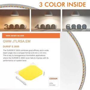 Downlight LED de acero inoxidable redondo 15w OSRAM CCT 17,5cm 1650lm - Imagen 3