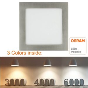 Donwlight LED cuadrado metálico 15w OSRAM CCT acero inox. 17,5x17,5cm 1650lm - Imagen 3