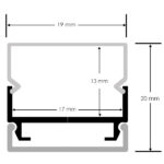 Perfil para tiras LED 17 mm ancho máx. opcional colgante 2m (min 10 uds)
